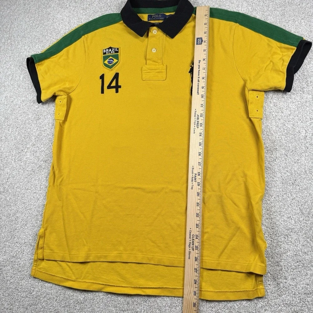Polo Ralph Lauren Shirt Mens XL Yellow Polo World Cup Olympic 14 BRAZIL RARE